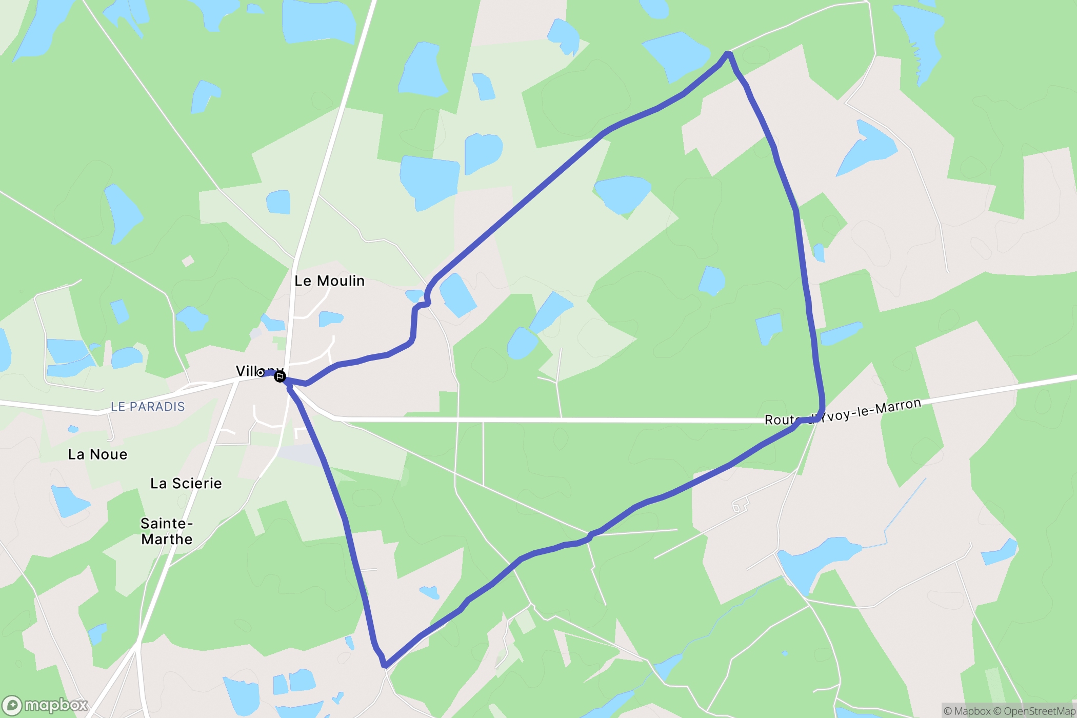 Villeny : carte du parcours de randonnée - France