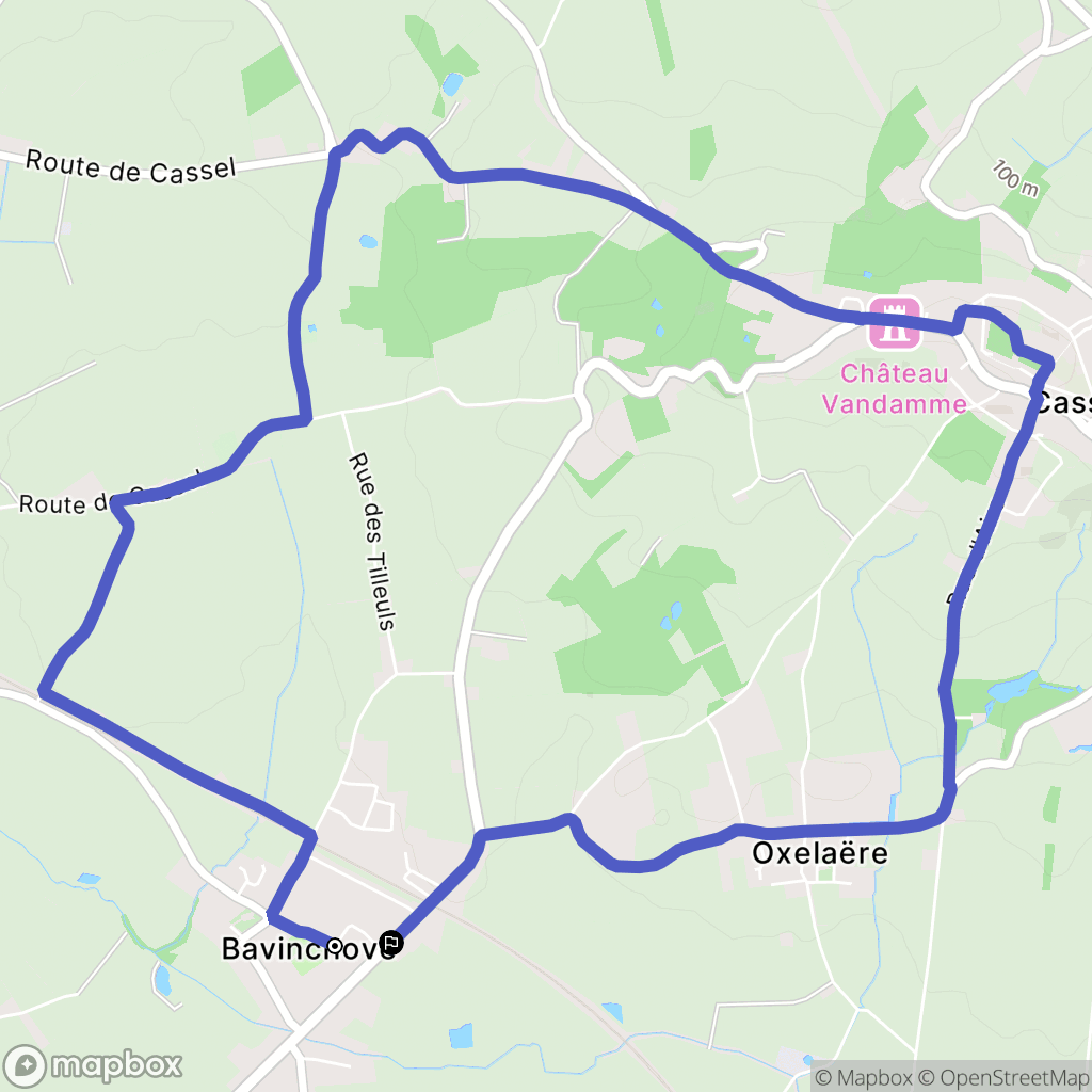 Bavinchove : carte du parcours de randonnée - France