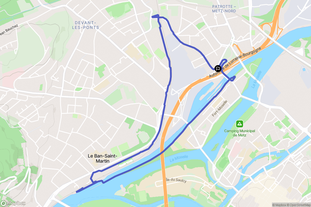 Metz : carte du parcours de randonnée - France