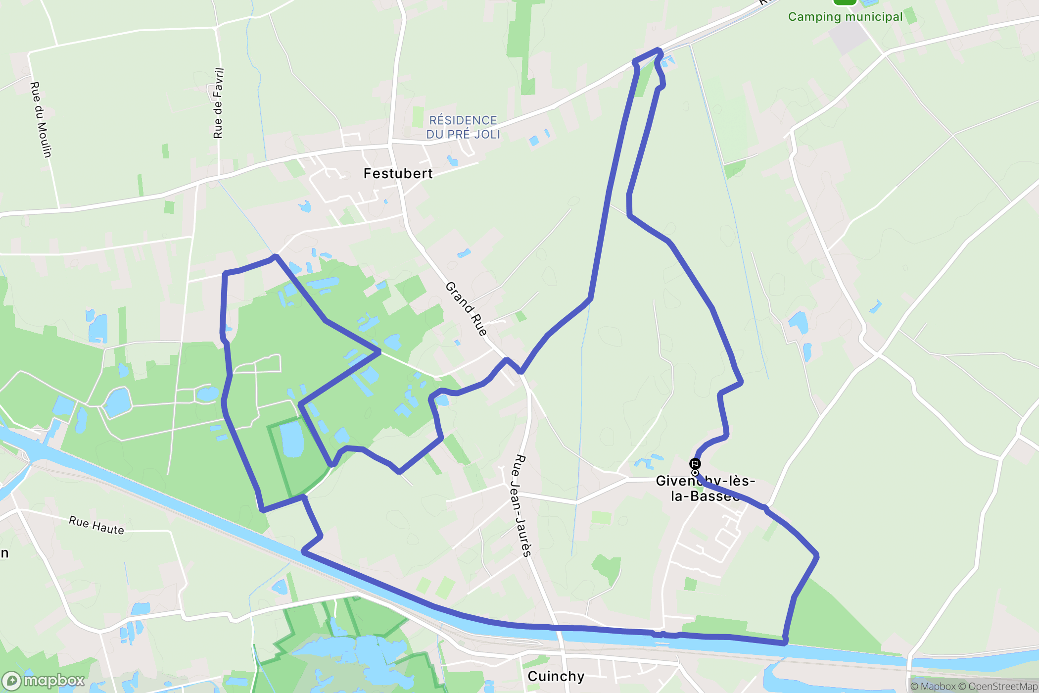 Givenchy-lès-la-Bassée : carte du parcours de randonnée - France