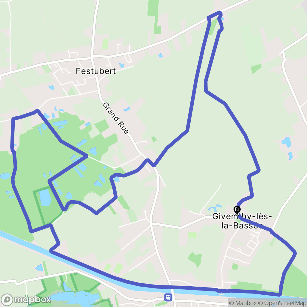 Givenchy-lès-la-Bassée : carte du parcours de randonnée - France