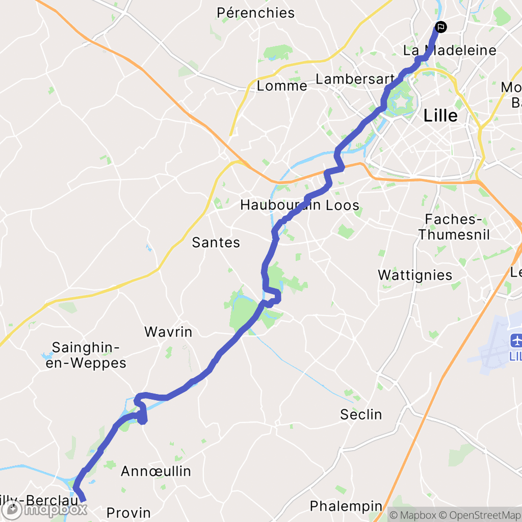 Marquette-lez-Lille : carte du parcours de randonnée - France
