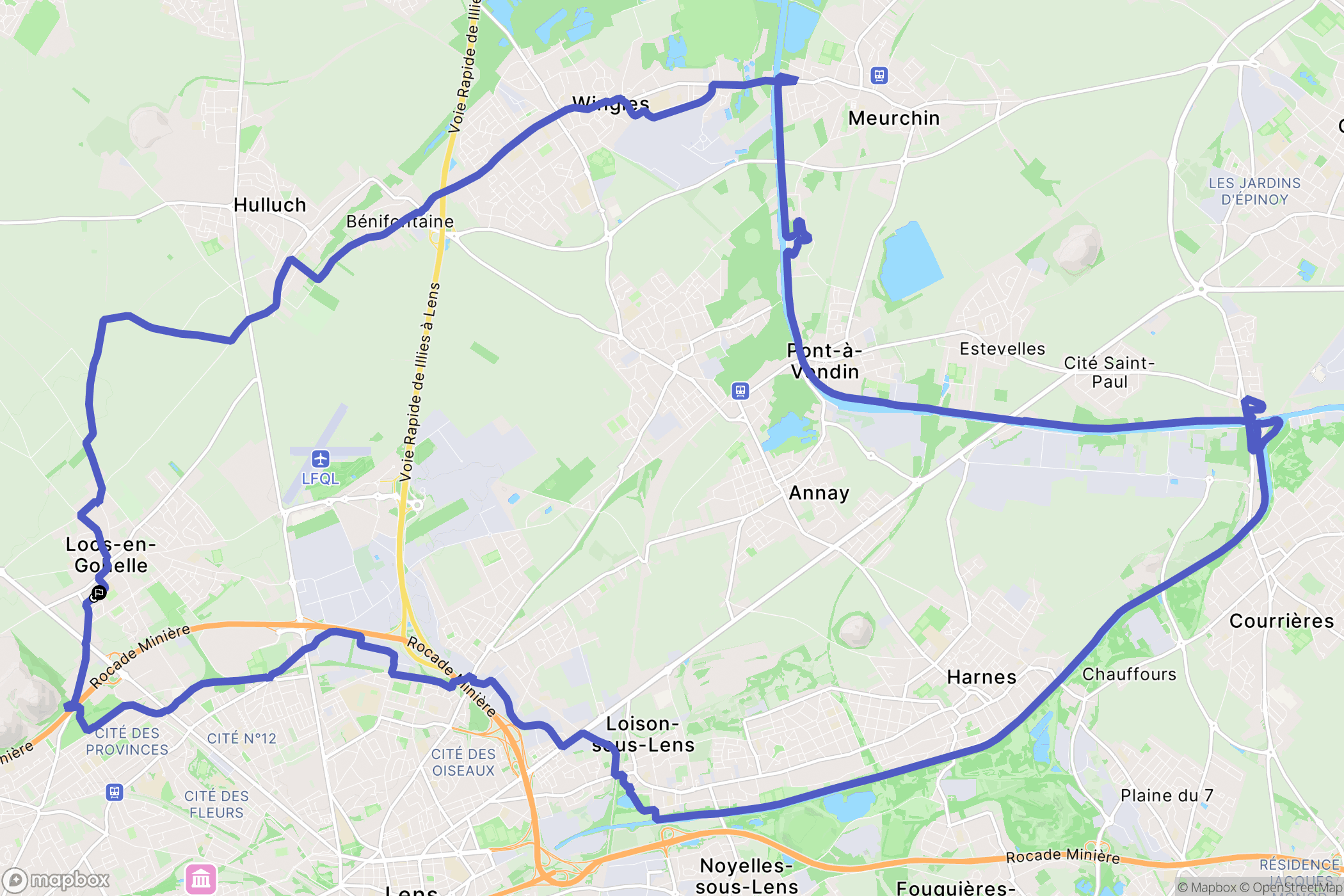Loos-en-Gohelle : carte du parcours de randonnée - France