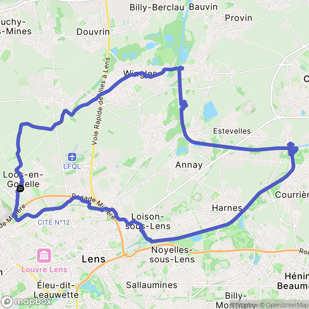 Loos-en-Gohelle : carte du parcours de randonnée - France