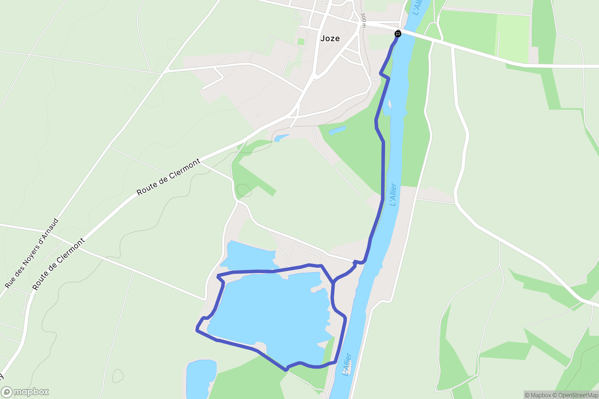 Joze : carte du parcours de randonnée - France