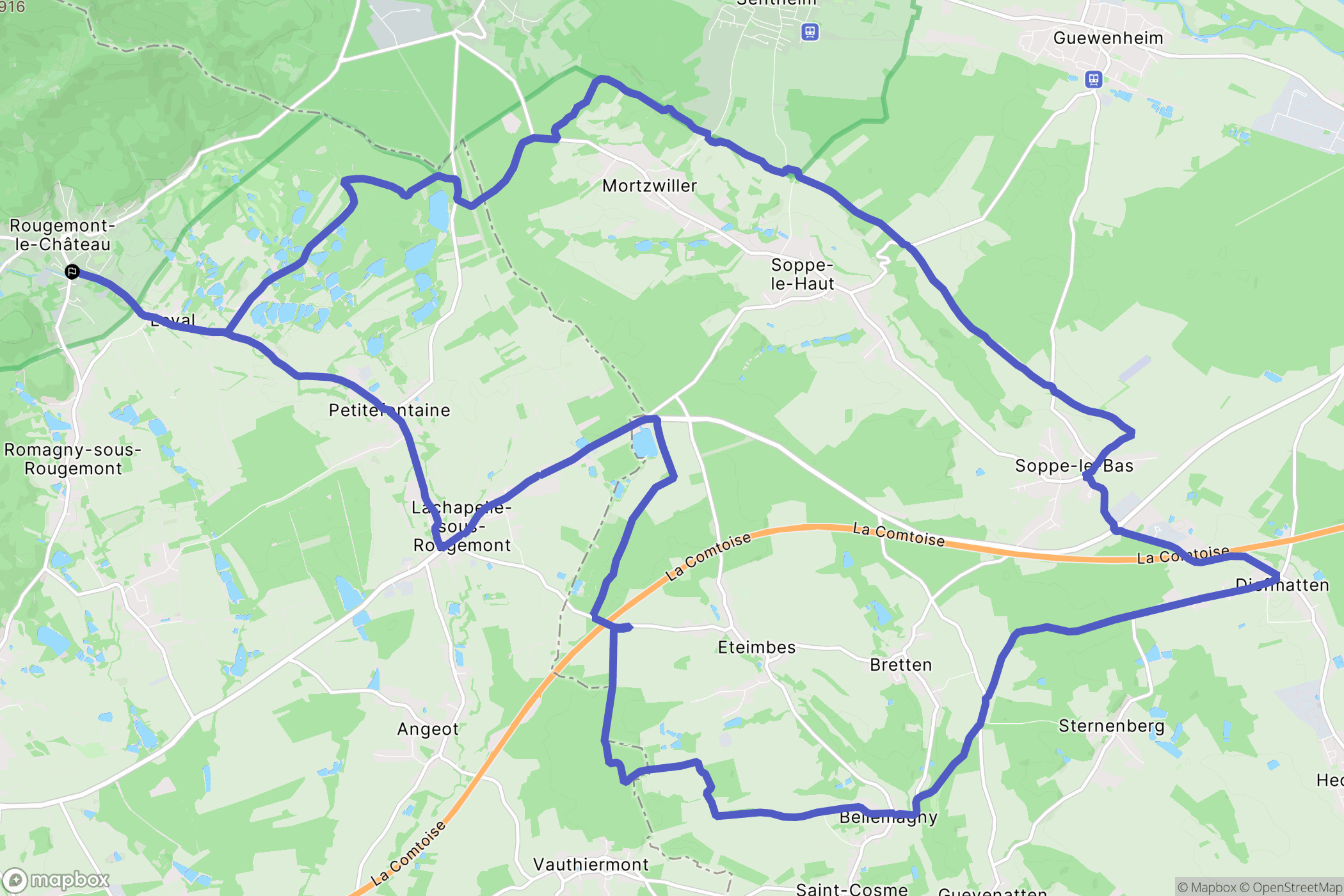 Rougemont-le-Château : carte du parcours de randonnée - France