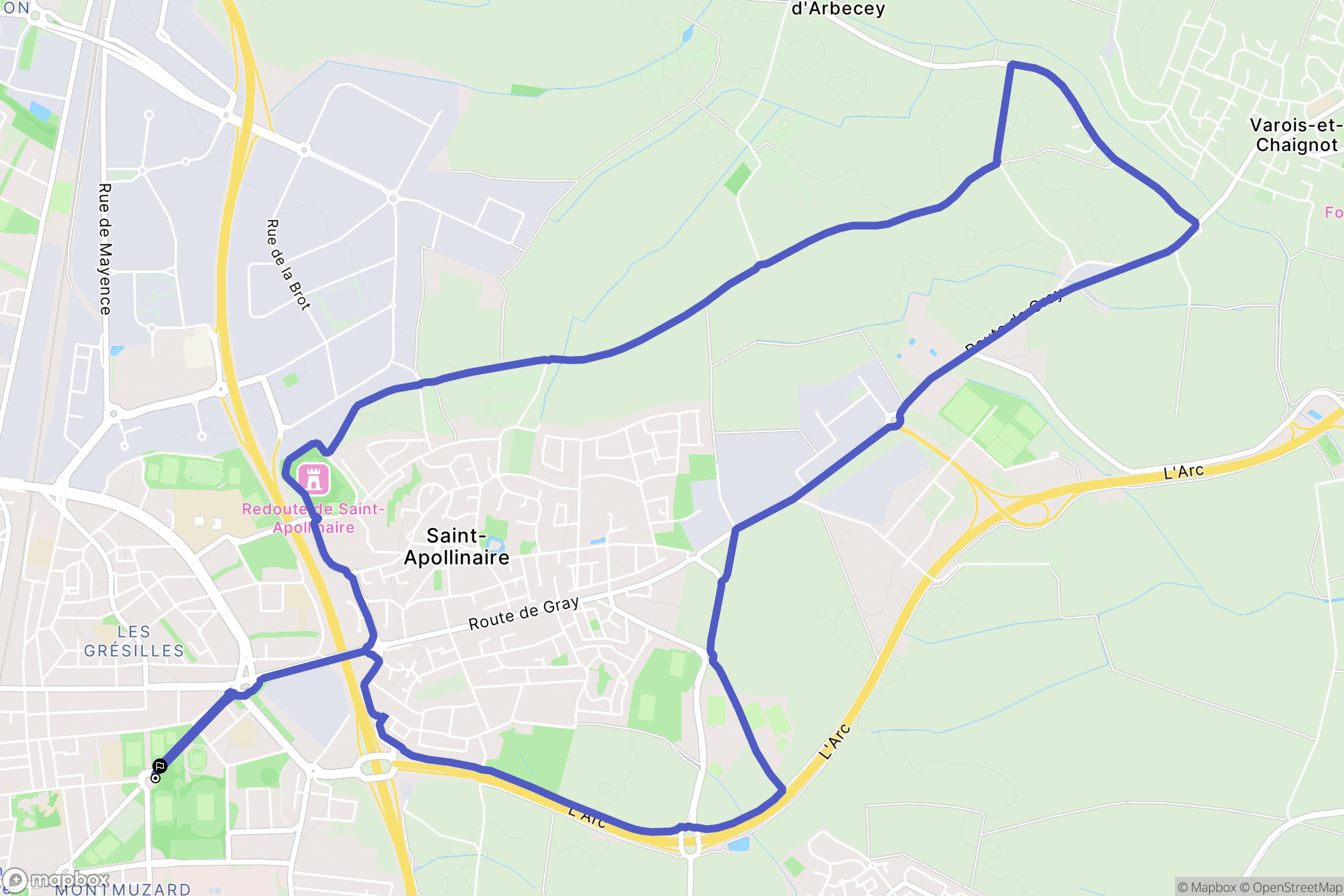 Dijon : carte du parcours de randonnée - France