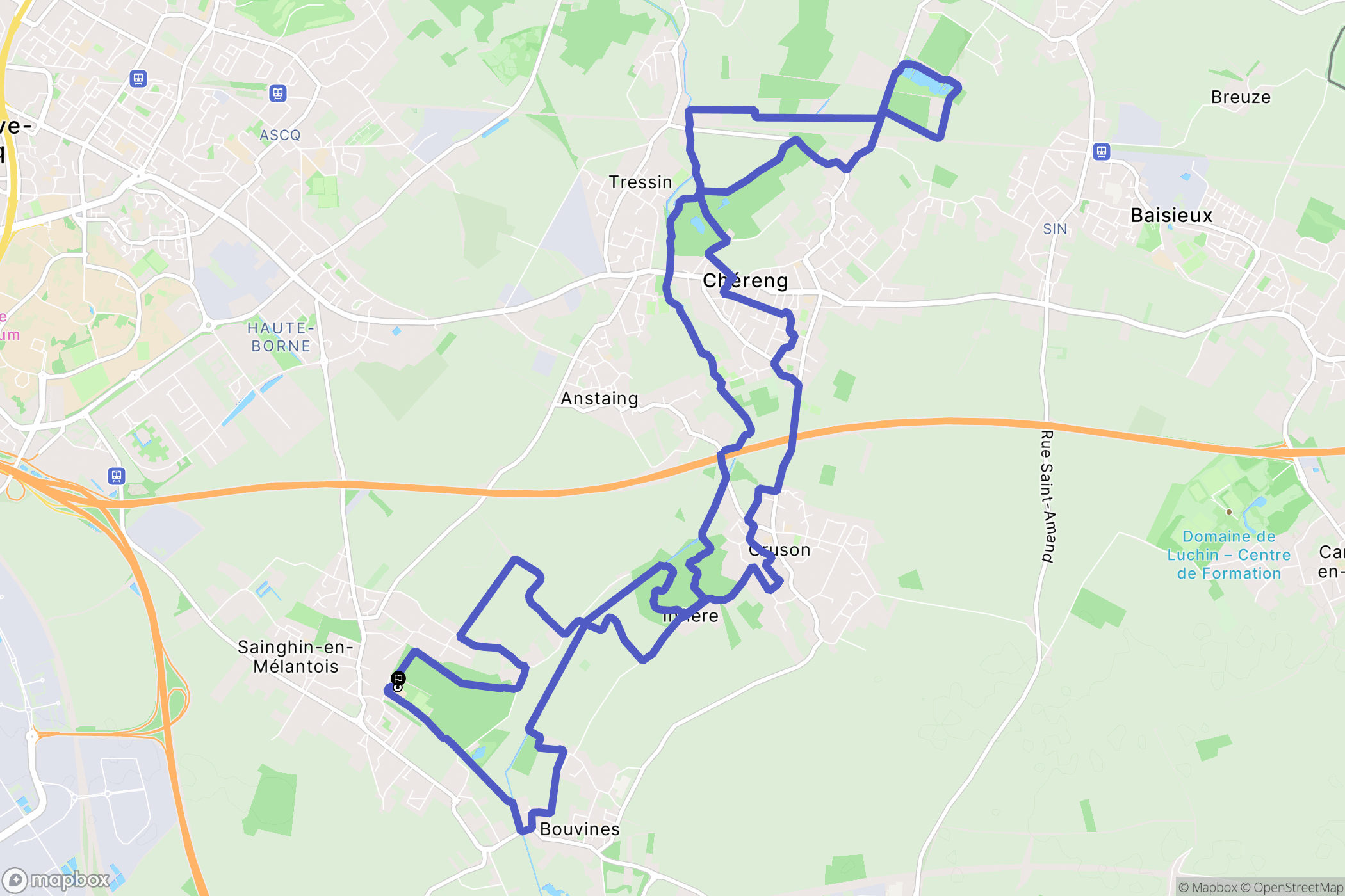 Sainghin-en-Mélantois : carte du parcours de randonnée - France