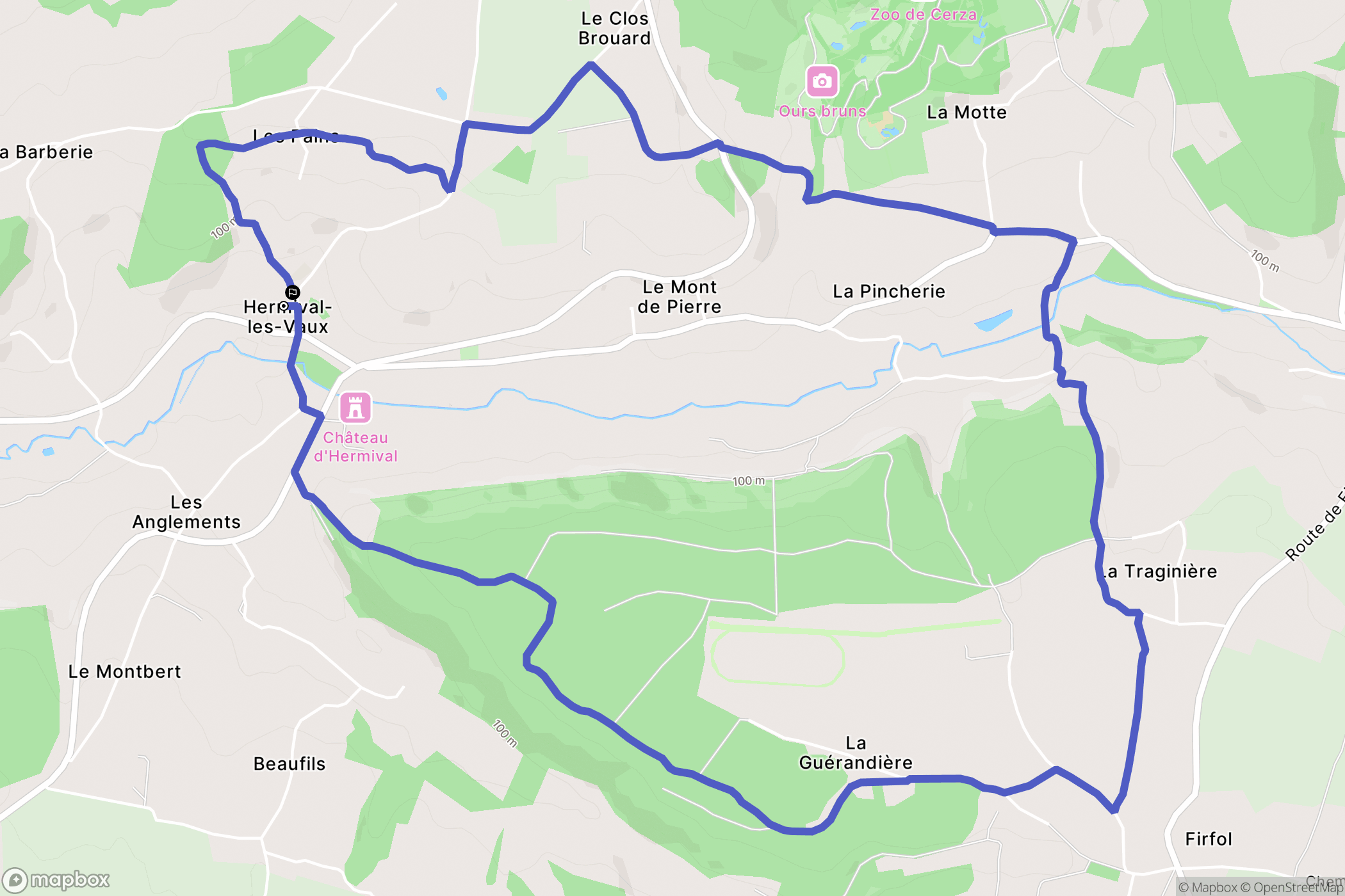 Hermival-les-Vaux : carte du parcours de randonnée - France