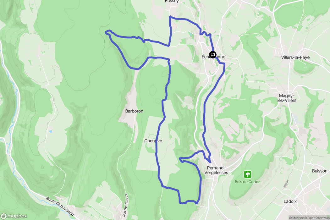 Échevronne : carte du parcours de randonnée - France