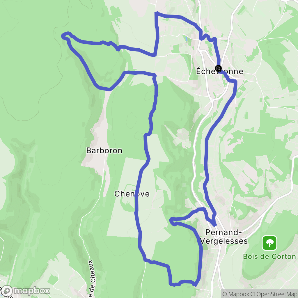 Échevronne : carte du parcours de randonnée - France