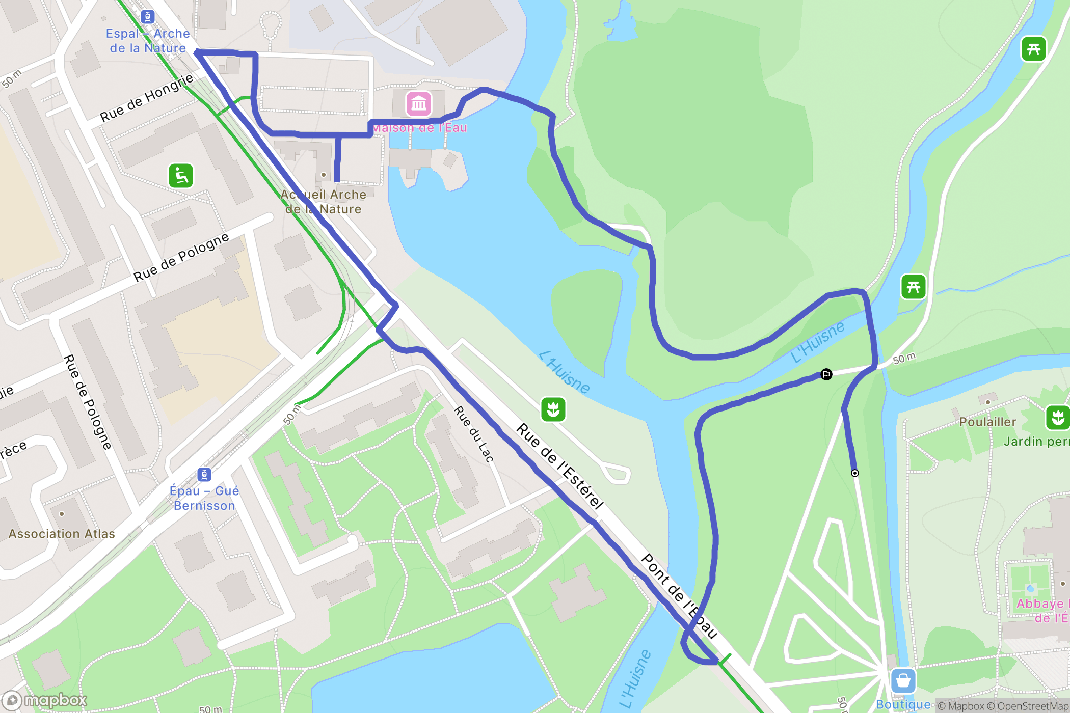 Le Mans : carte du parcours de randonnée - France
