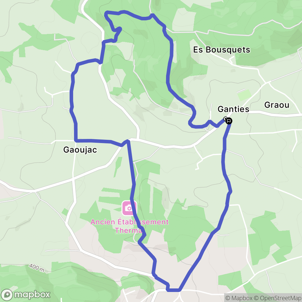 Ganties : carte du parcours de randonnée - France