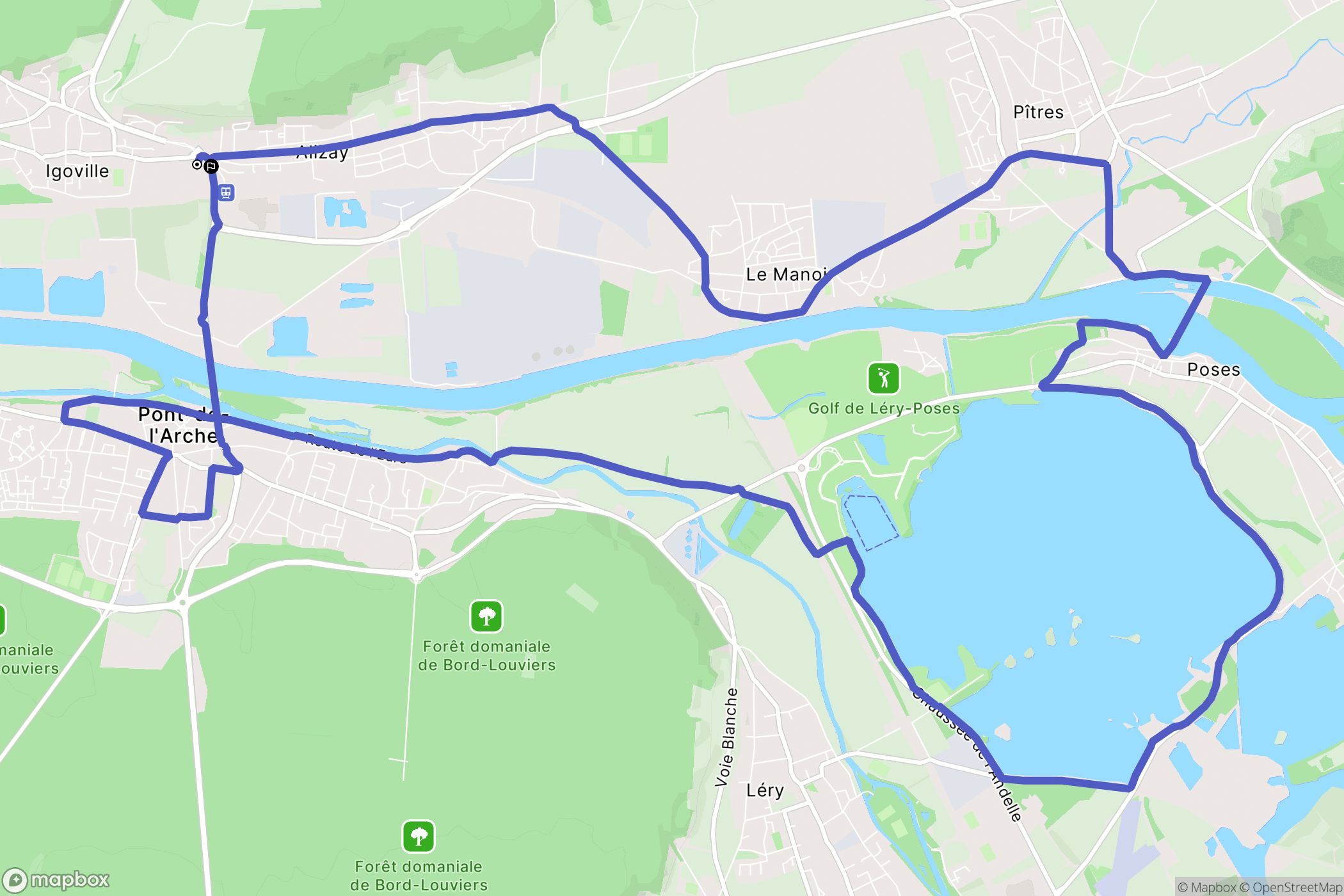 Igoville : carte du parcours de randonnée - France