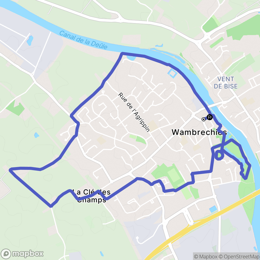 Wambrechies : carte du parcours de randonnée - France
