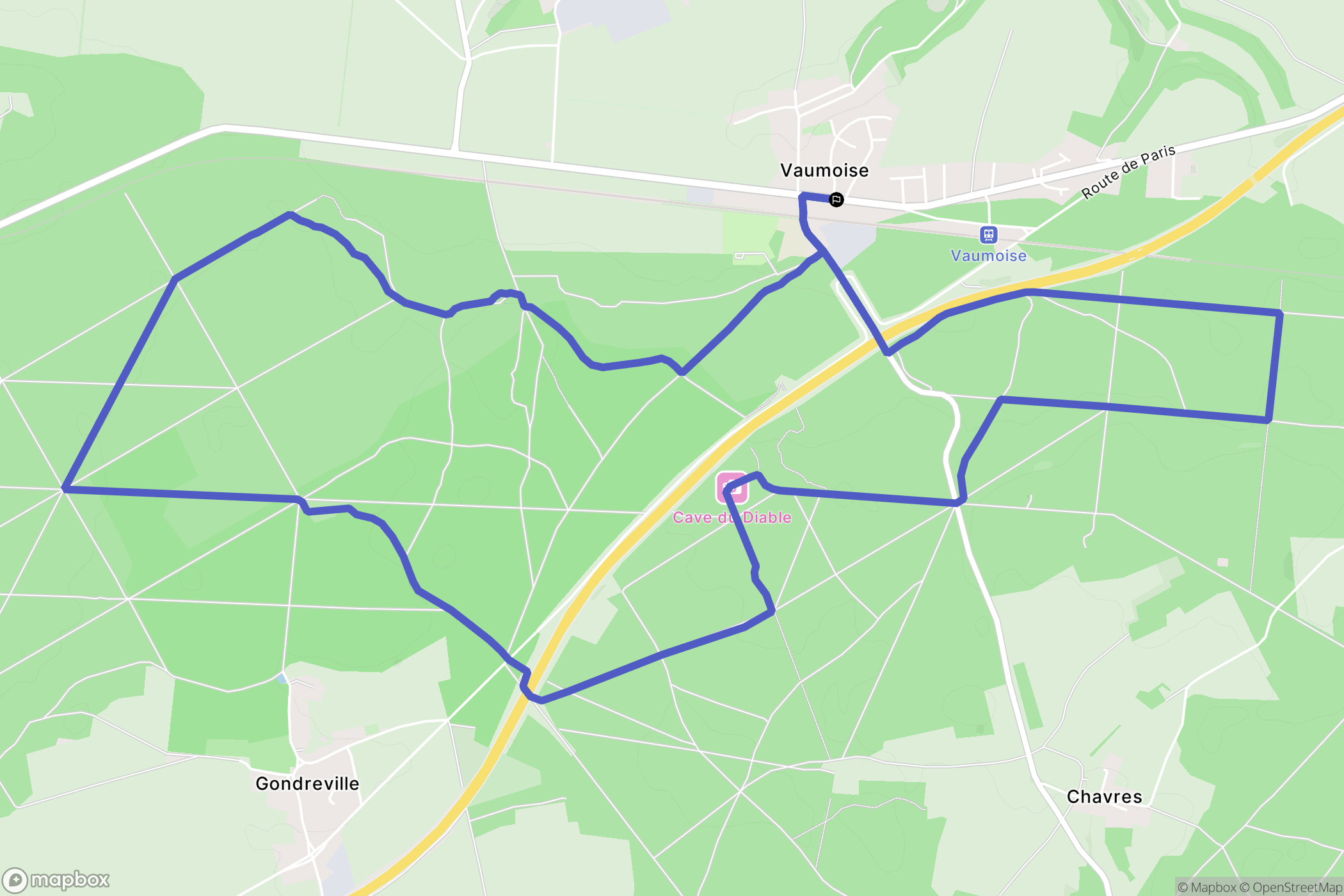 Vaumoise : carte du parcours de randonnée - France