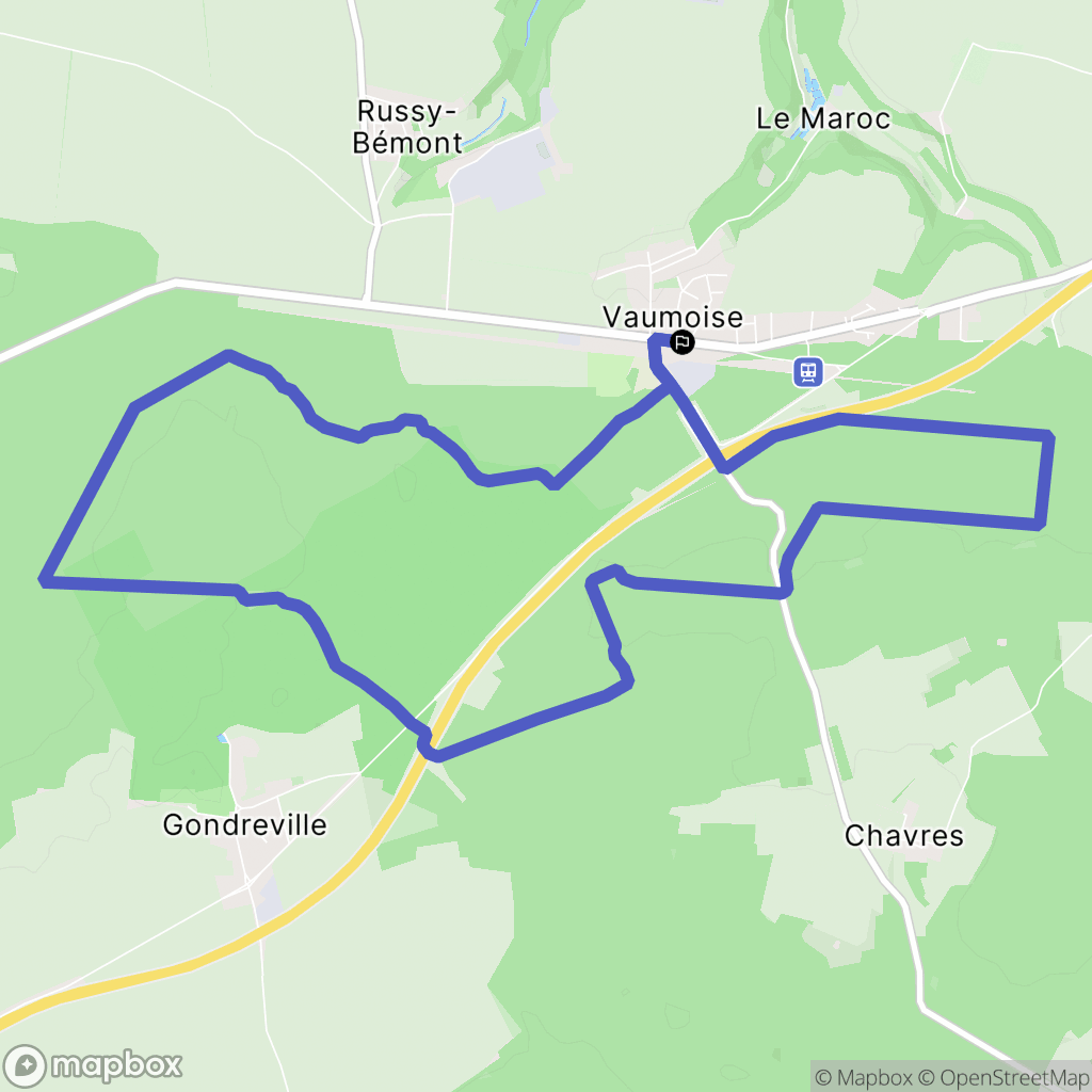 Vaumoise : carte du parcours de randonnée - France