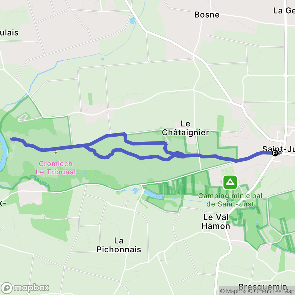 Saint-Just : carte du parcours de randonnée - France