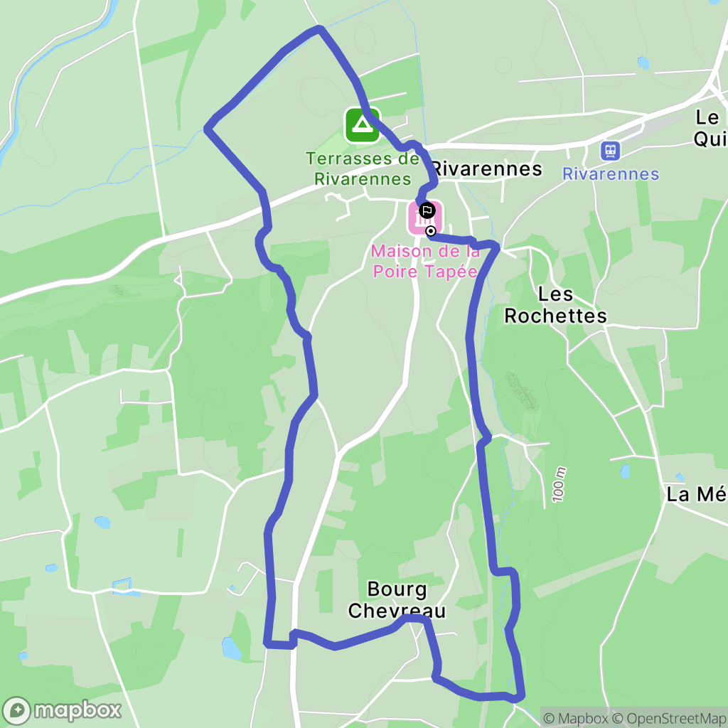 Rivarennes : carte du parcours de randonnée - France