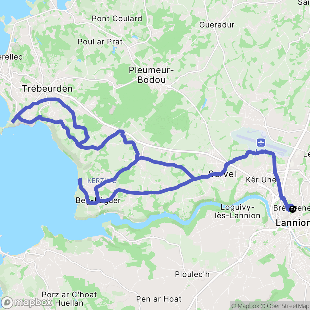 Lannion : carte du parcours de randonnée - France