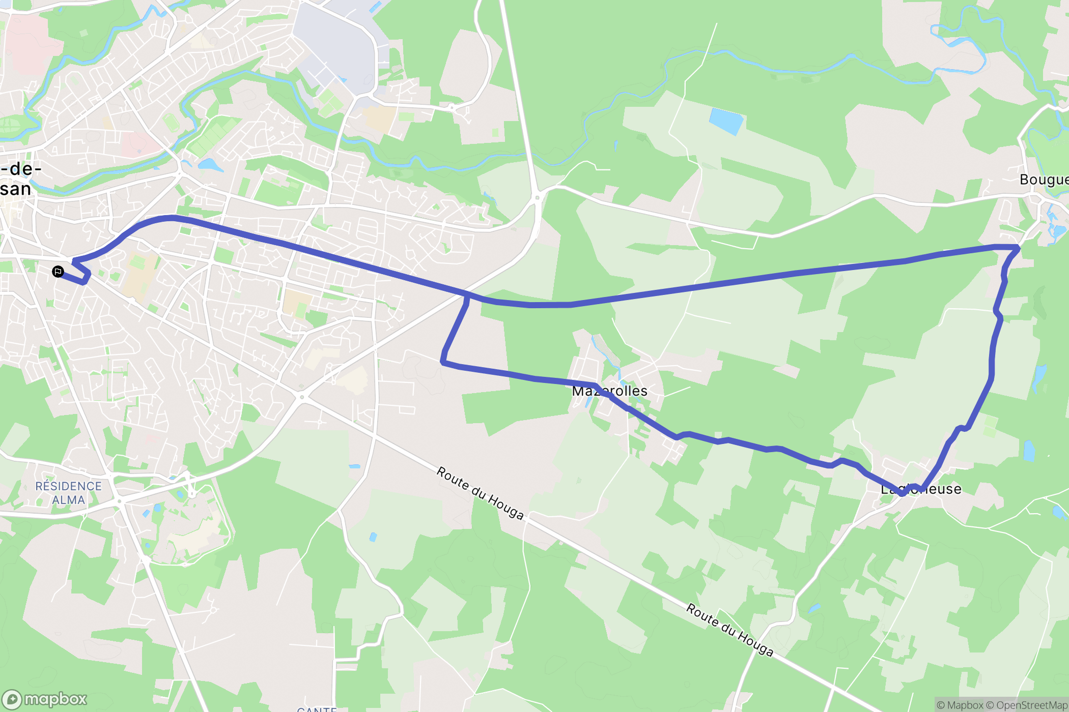 Mont-de-Marsan : carte du parcours de randonnée - France