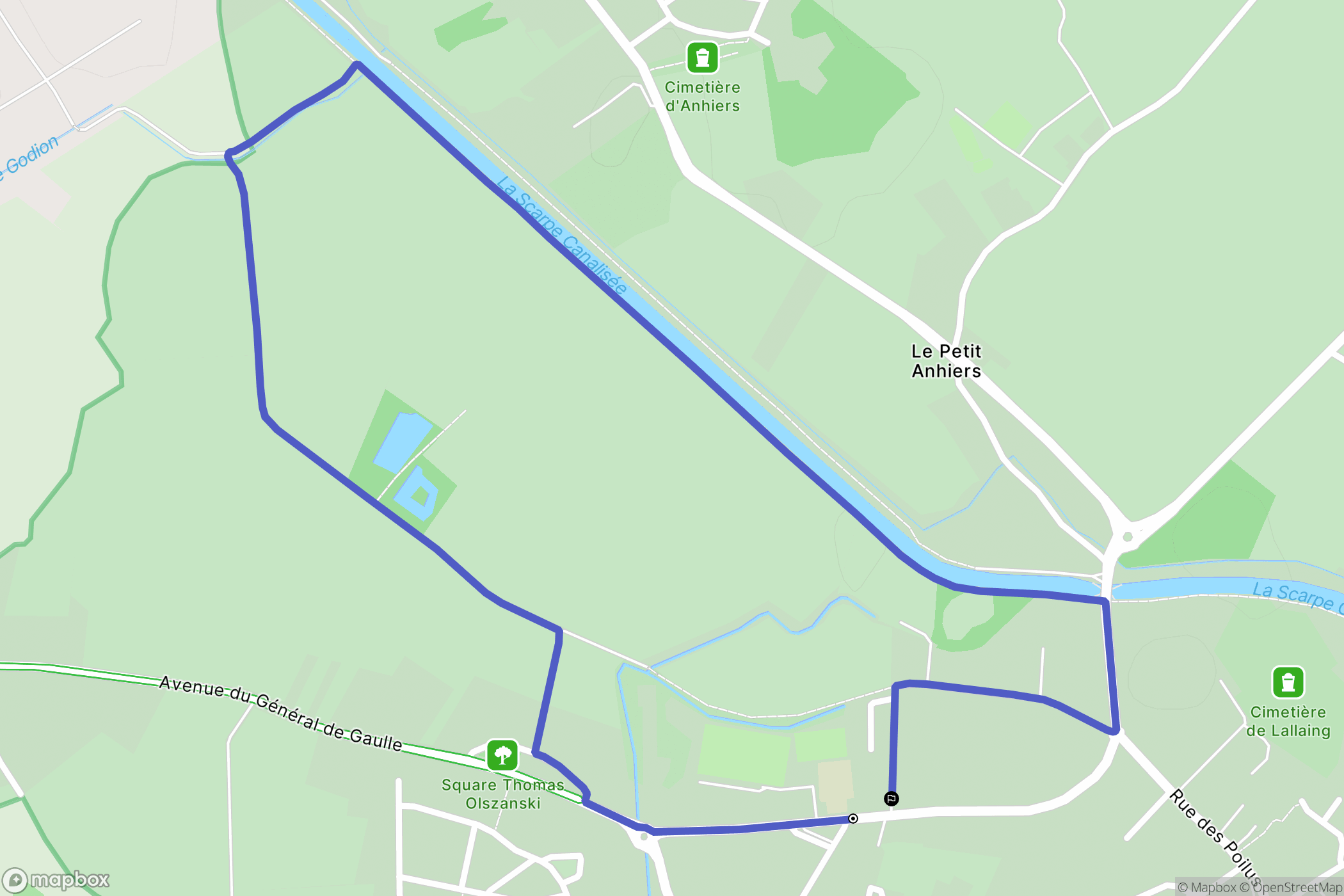 Lallaing : carte du parcours de randonnée - France