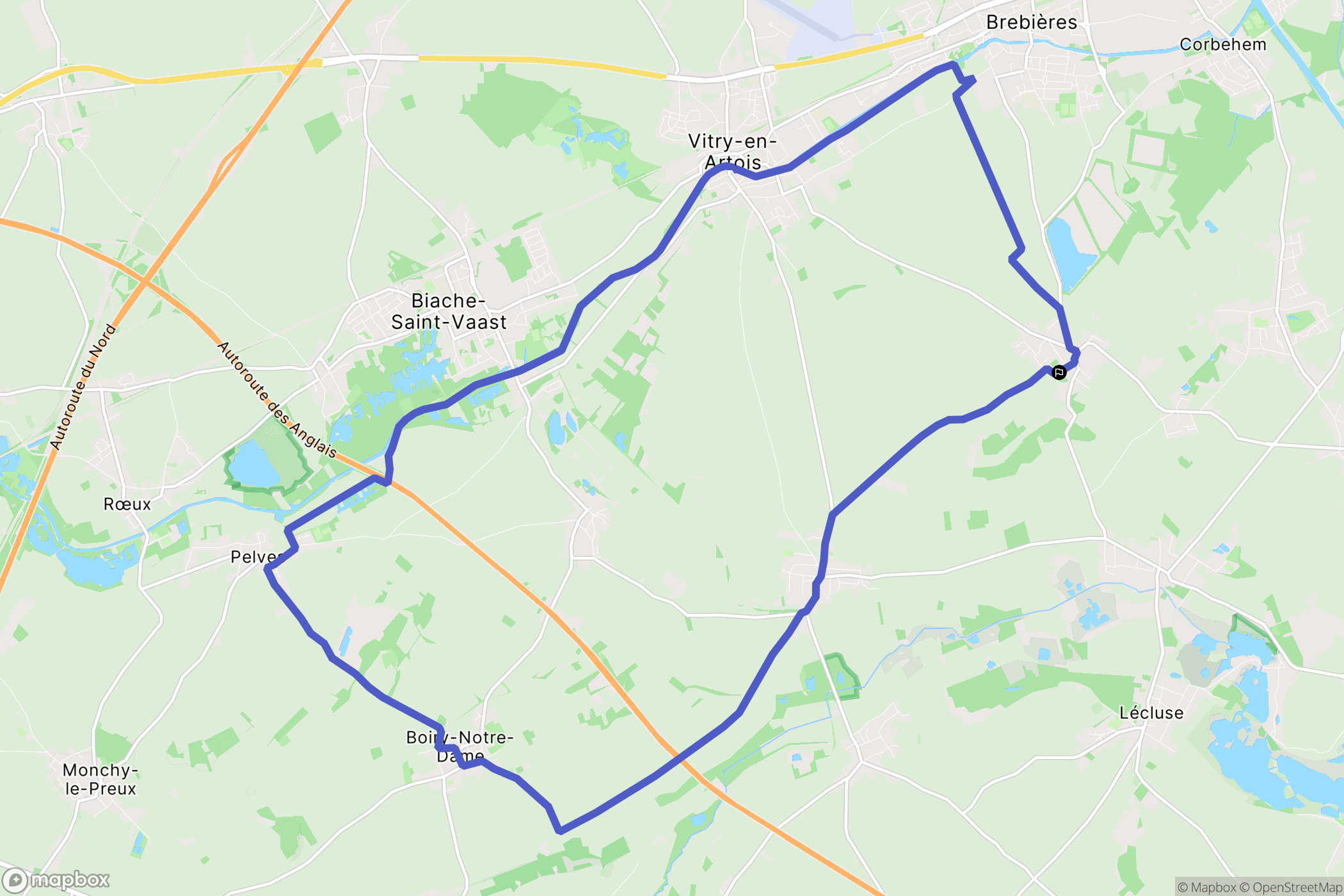Noyelles-sous-Bellonne : carte du parcours de randonnée - France