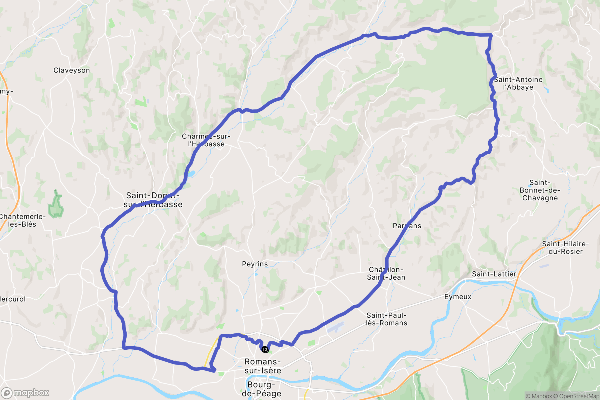 Romans-sur-Isère : carte du parcours de randonnée - France