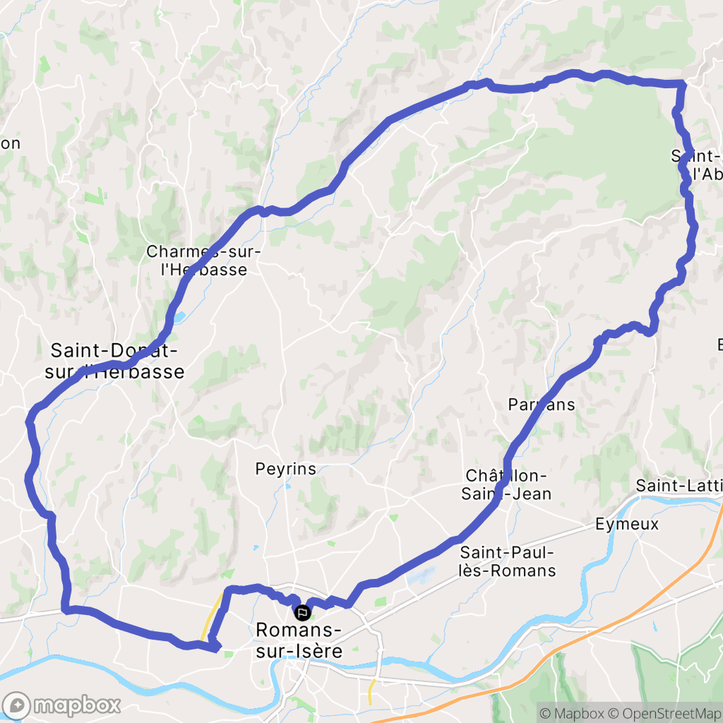 Romans-sur-Isère : carte du parcours de randonnée - France