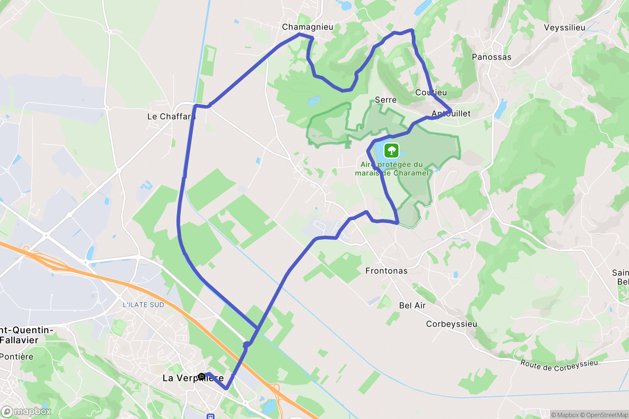 La Verpillière : carte du parcours de randonnée - France