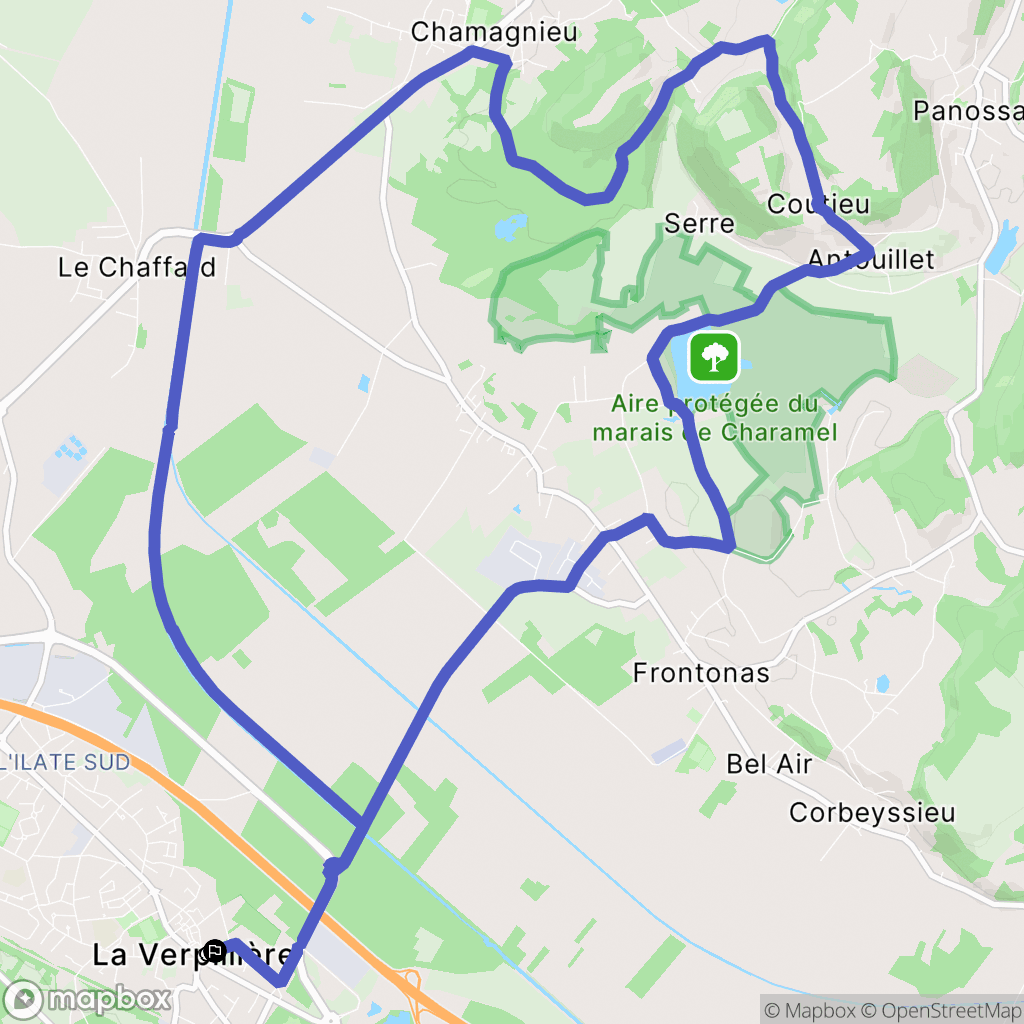 La Verpillière : carte du parcours de randonnée - France