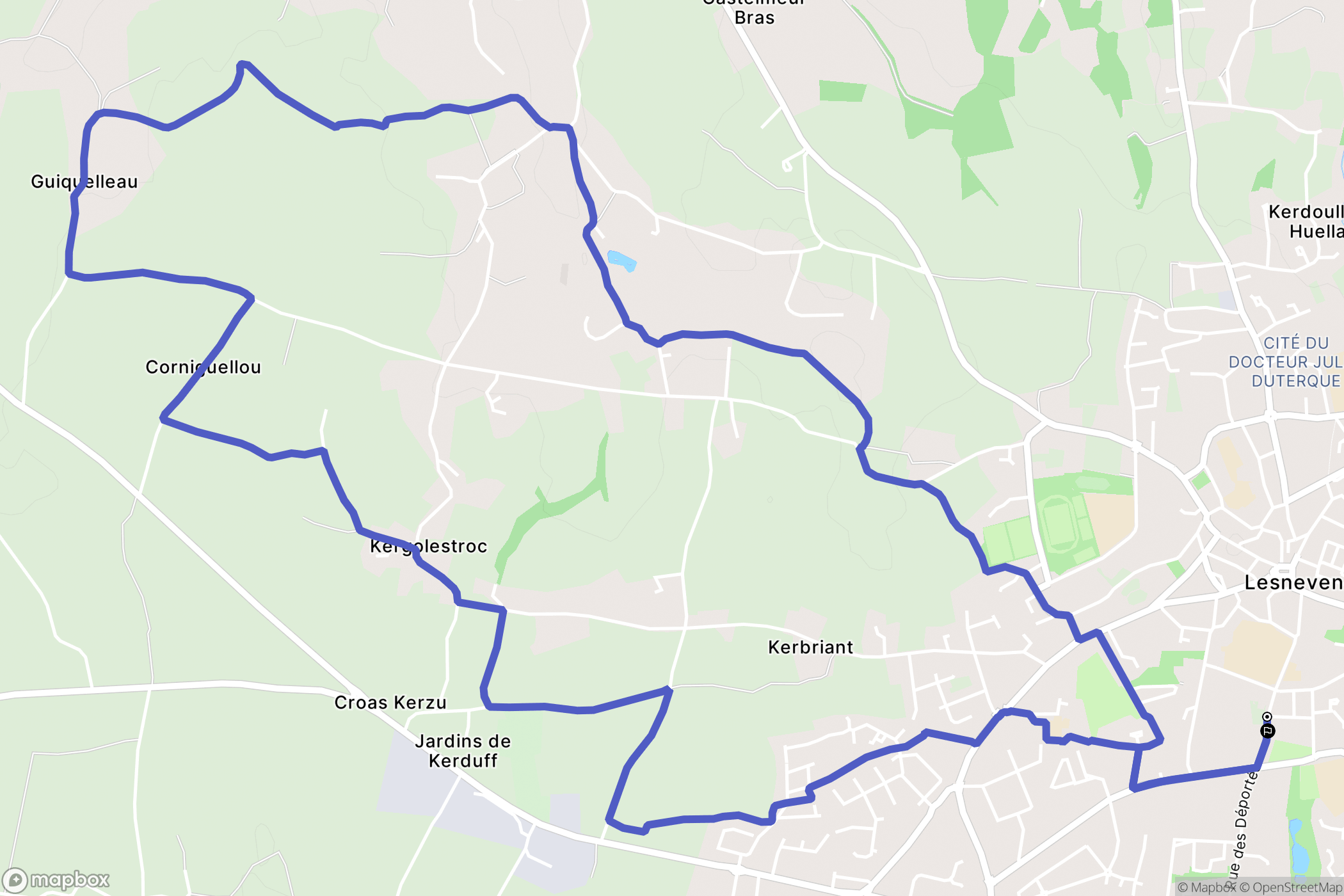 Lesneven : carte du parcours de randonnée - France