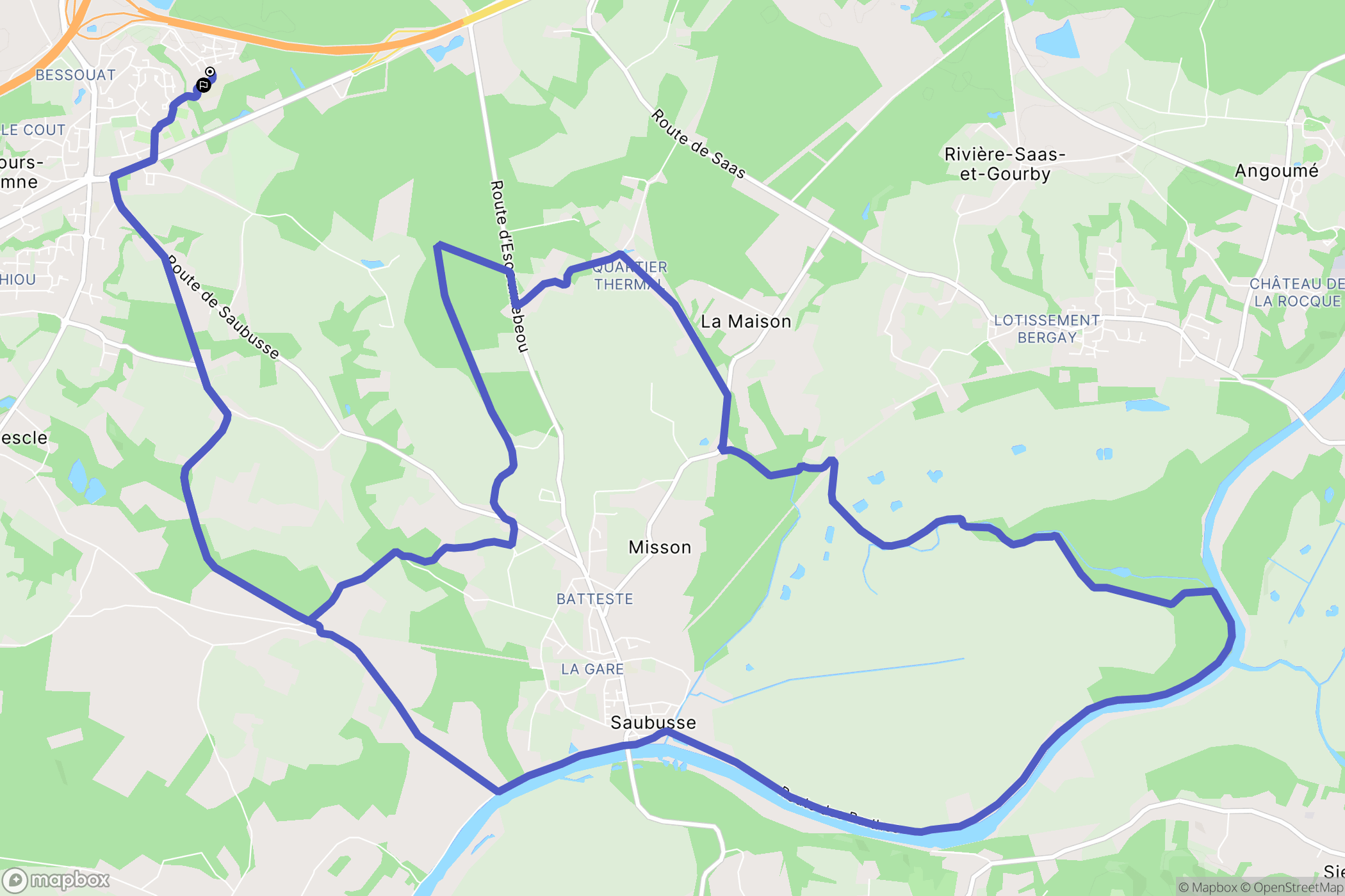 Saint-Geours-de-Maremne : carte du parcours de randonnée - France