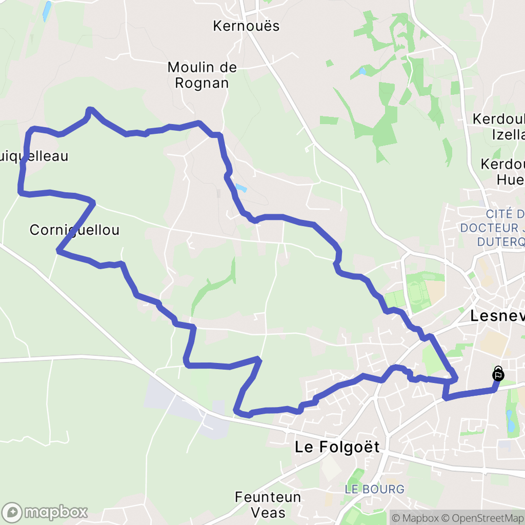 Lesneven : carte du parcours de randonnée - France