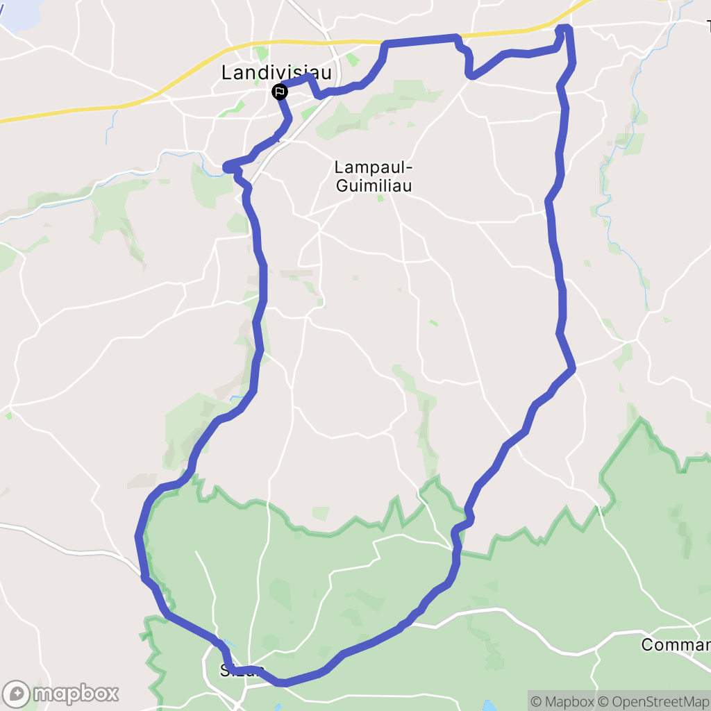 Landivisiau : carte du parcours de randonnée - France