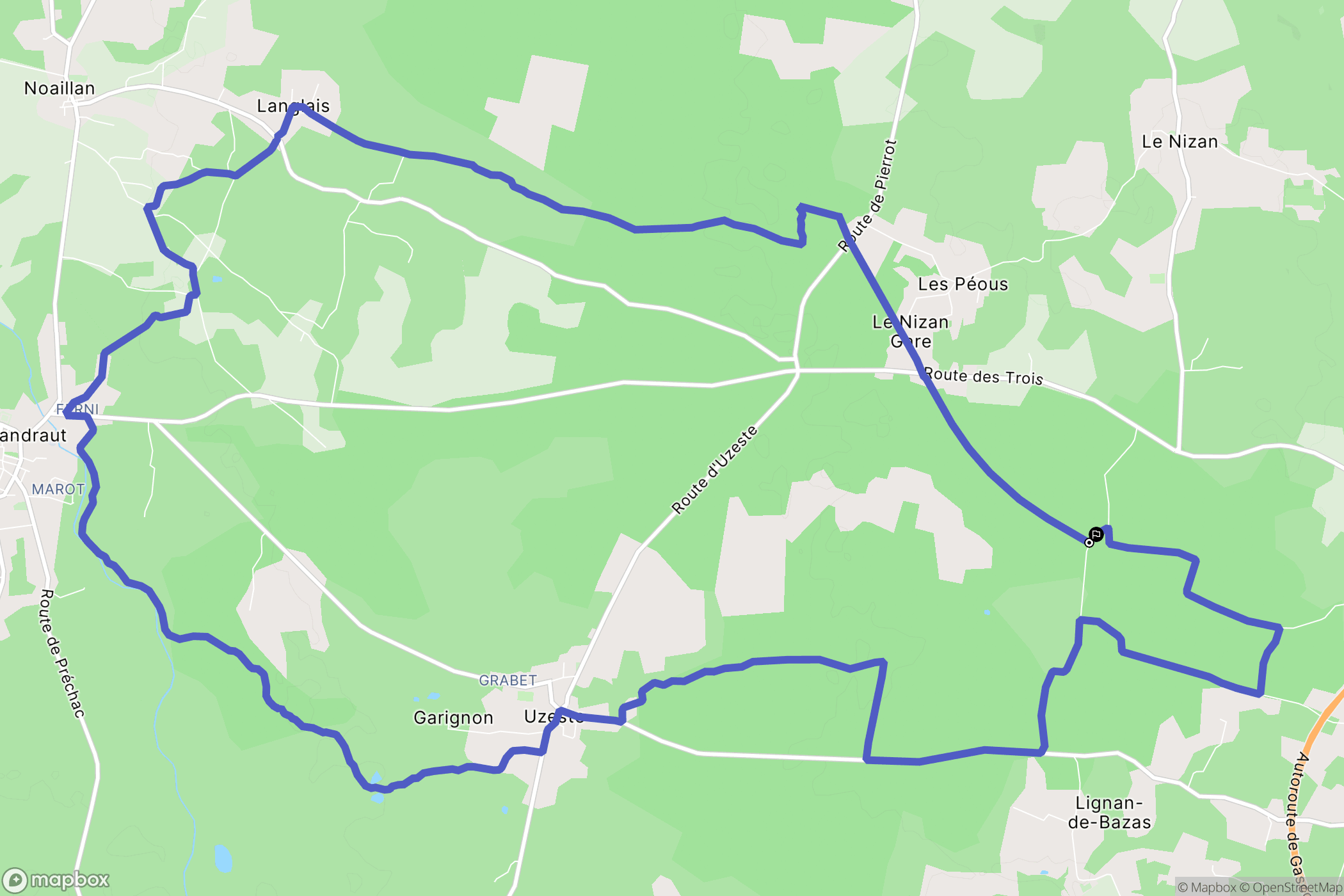 Le Nizan : carte du parcours de randonnée - France