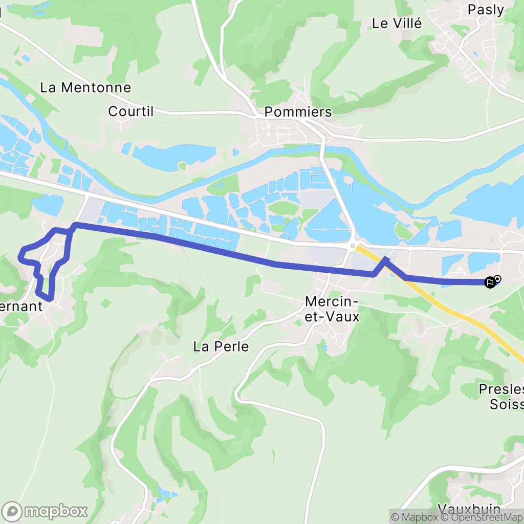 Soissons : carte du parcours de randonnée - France