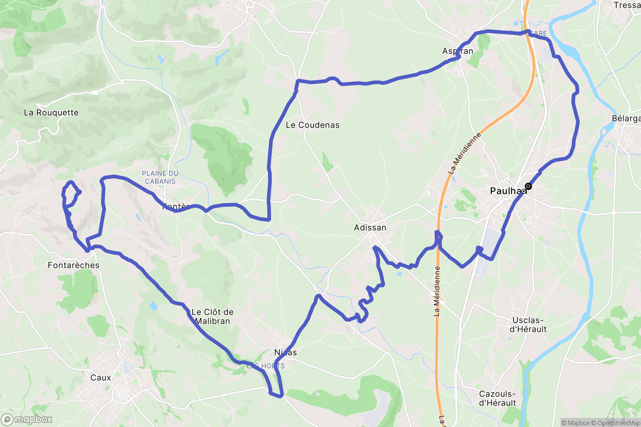 Paulhan : carte du parcours de randonnée - France
