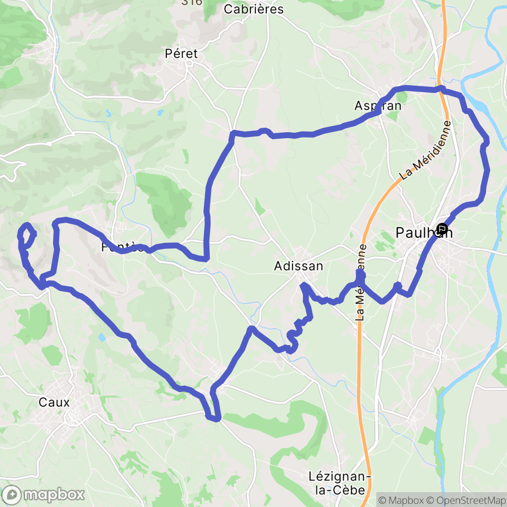 Paulhan : carte du parcours de randonnée - France