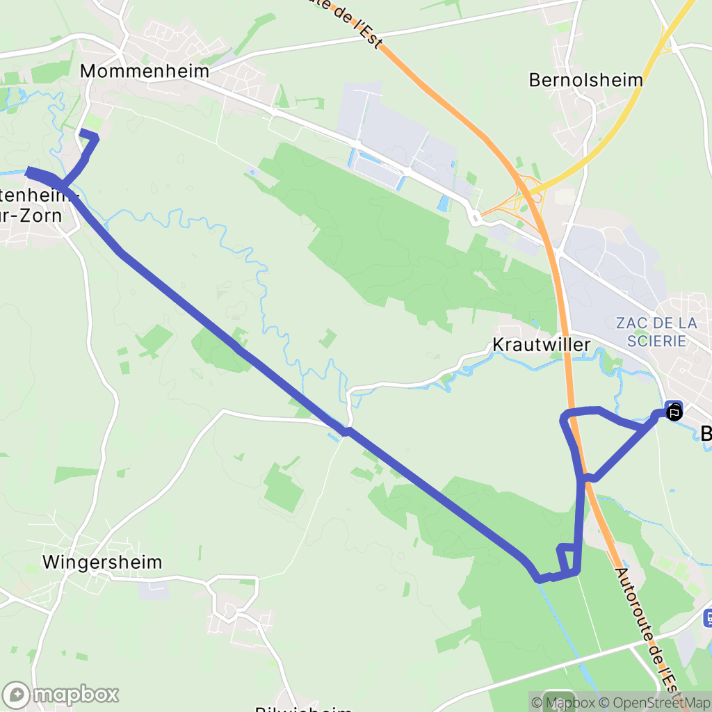 Brumath : carte du parcours de randonnée - France