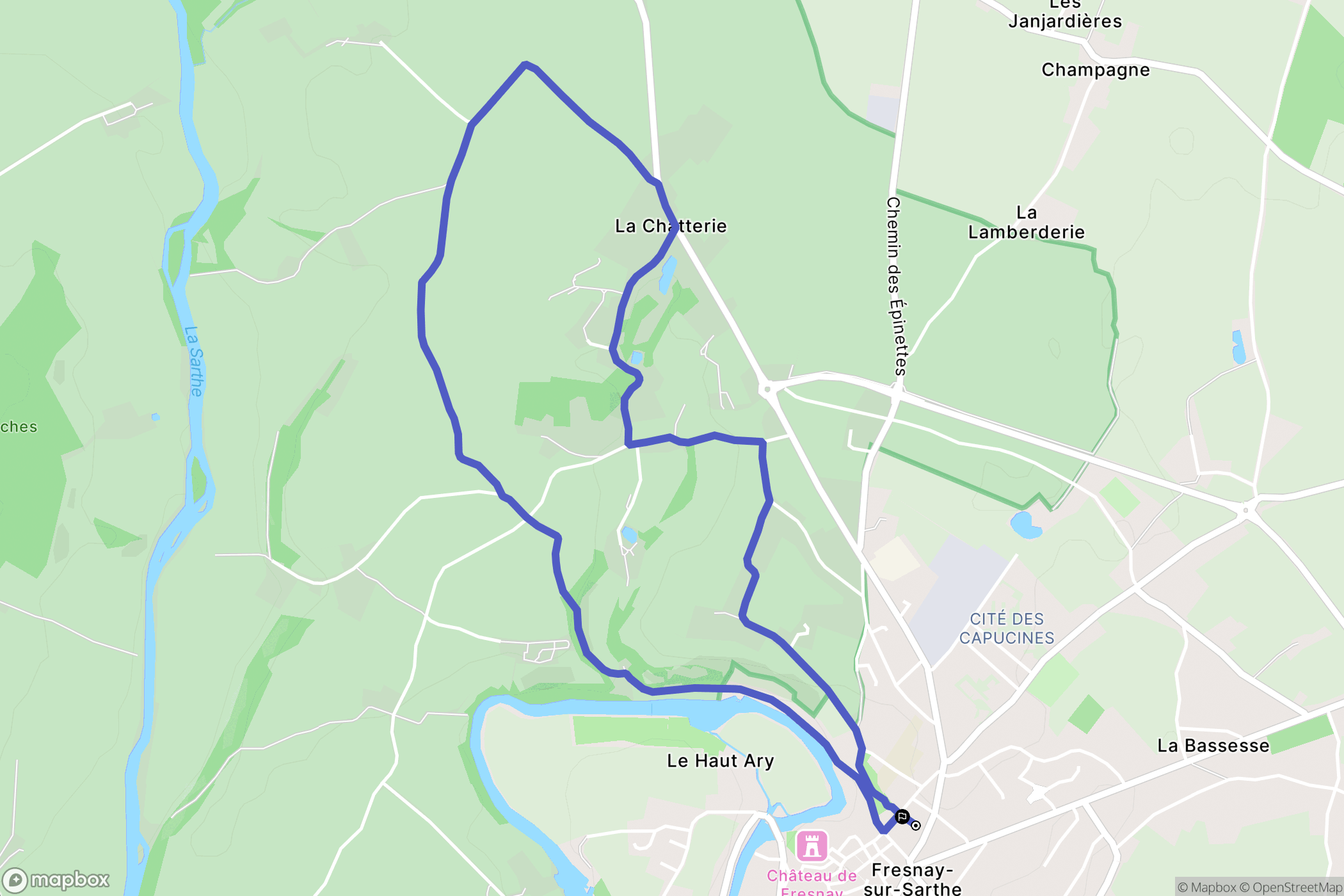 Fresnay-sur-Sarthe : carte du parcours de randonnée - France