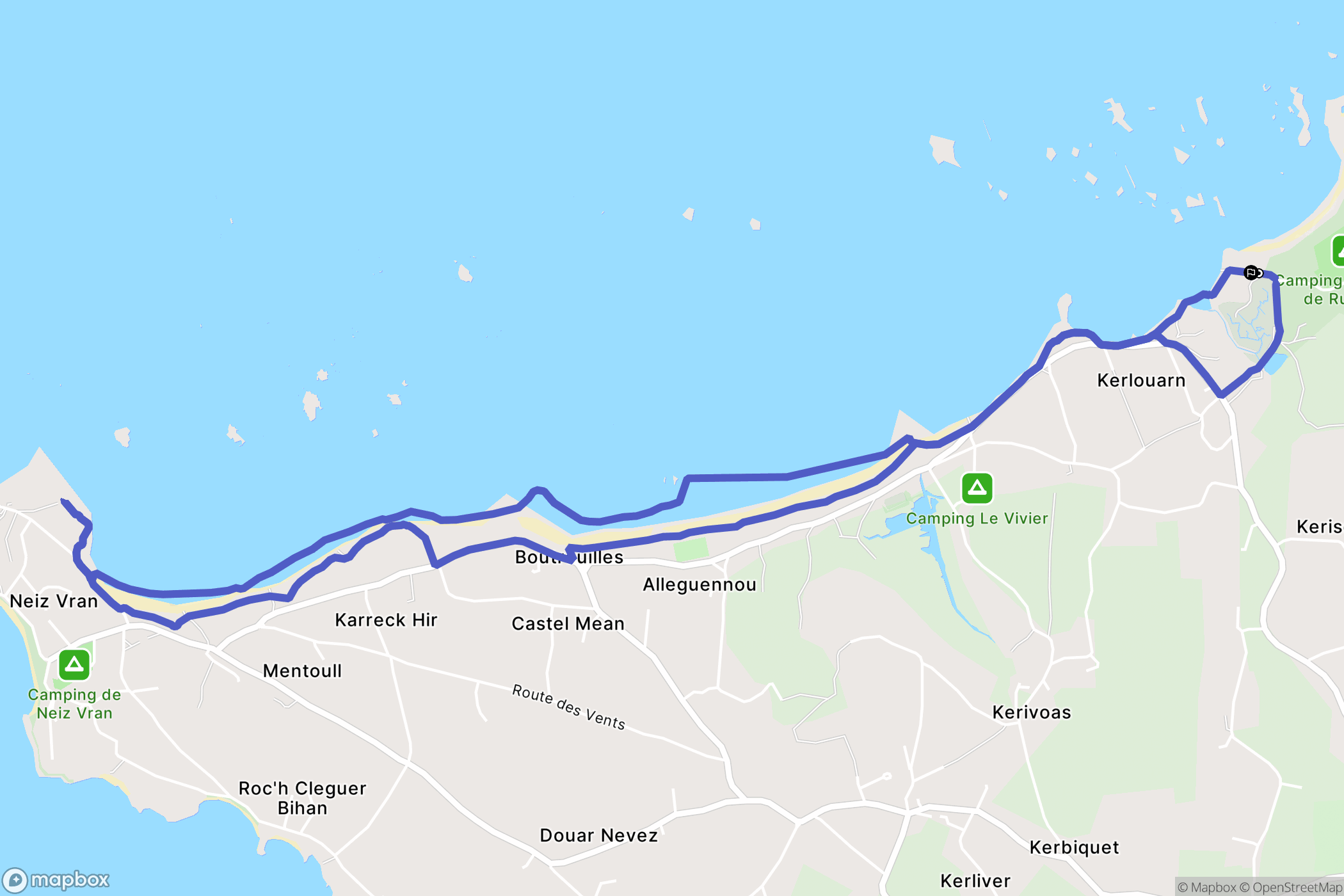 Kerlouan : carte du parcours de randonnée - France