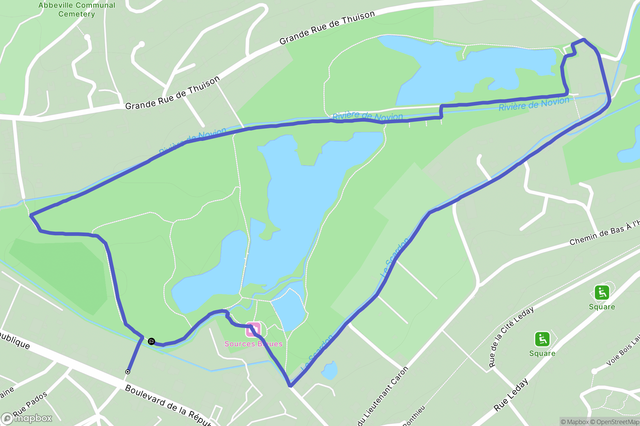 Abbeville : carte du parcours de randonnée - France