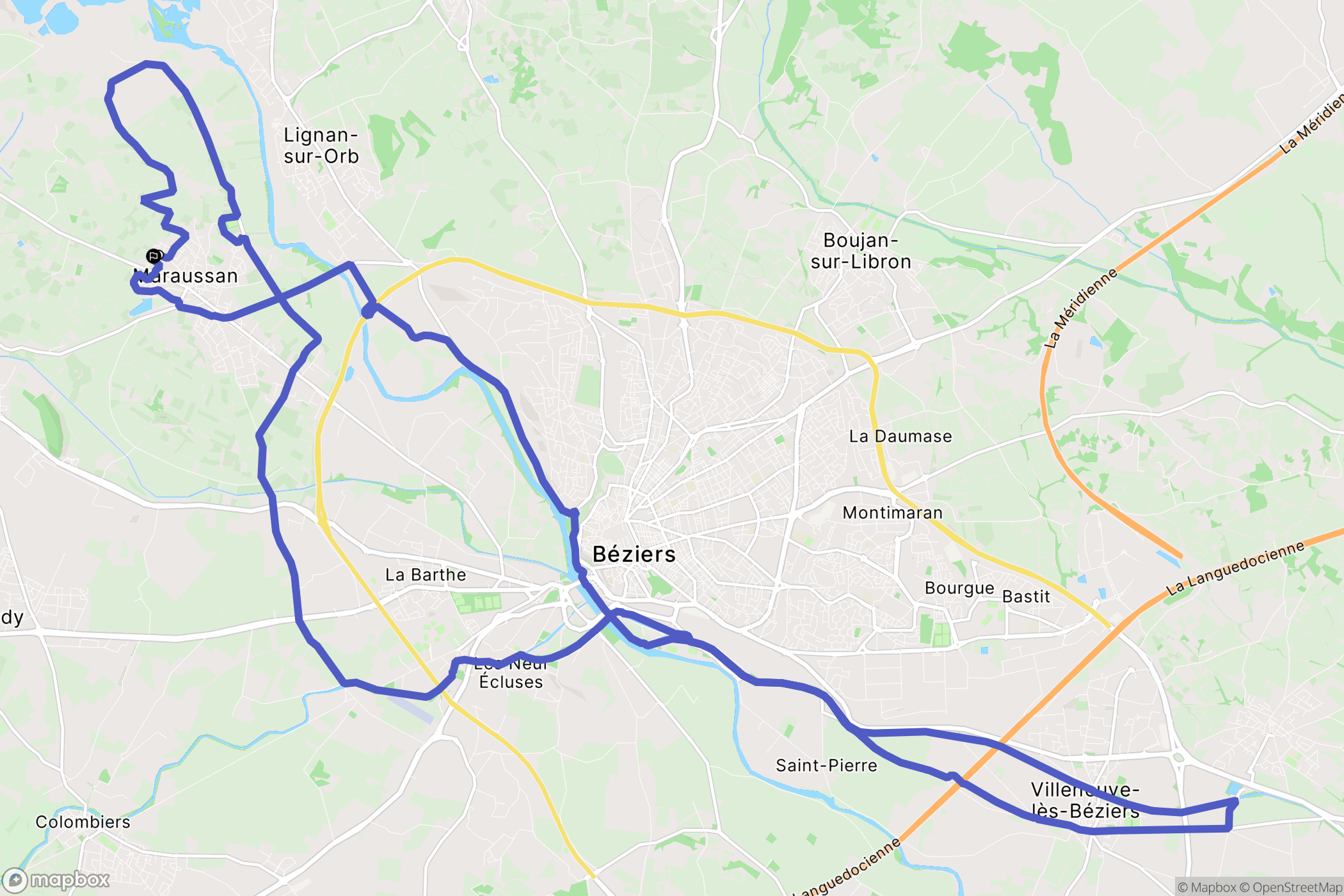 Maraussan : carte du parcours de randonnée - France