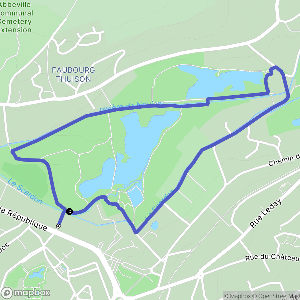 Abbeville : carte du parcours de randonnée - France