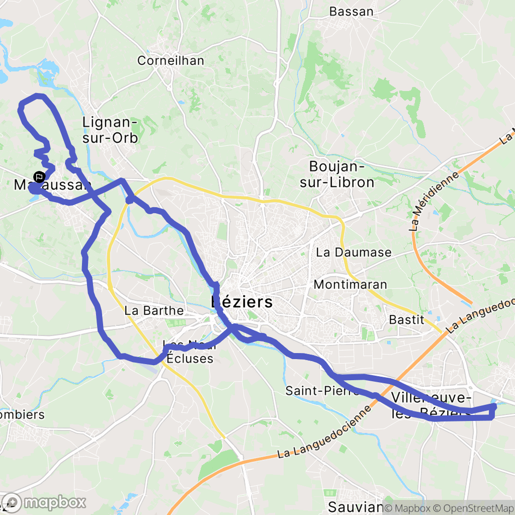 Maraussan : carte du parcours de randonnée - France