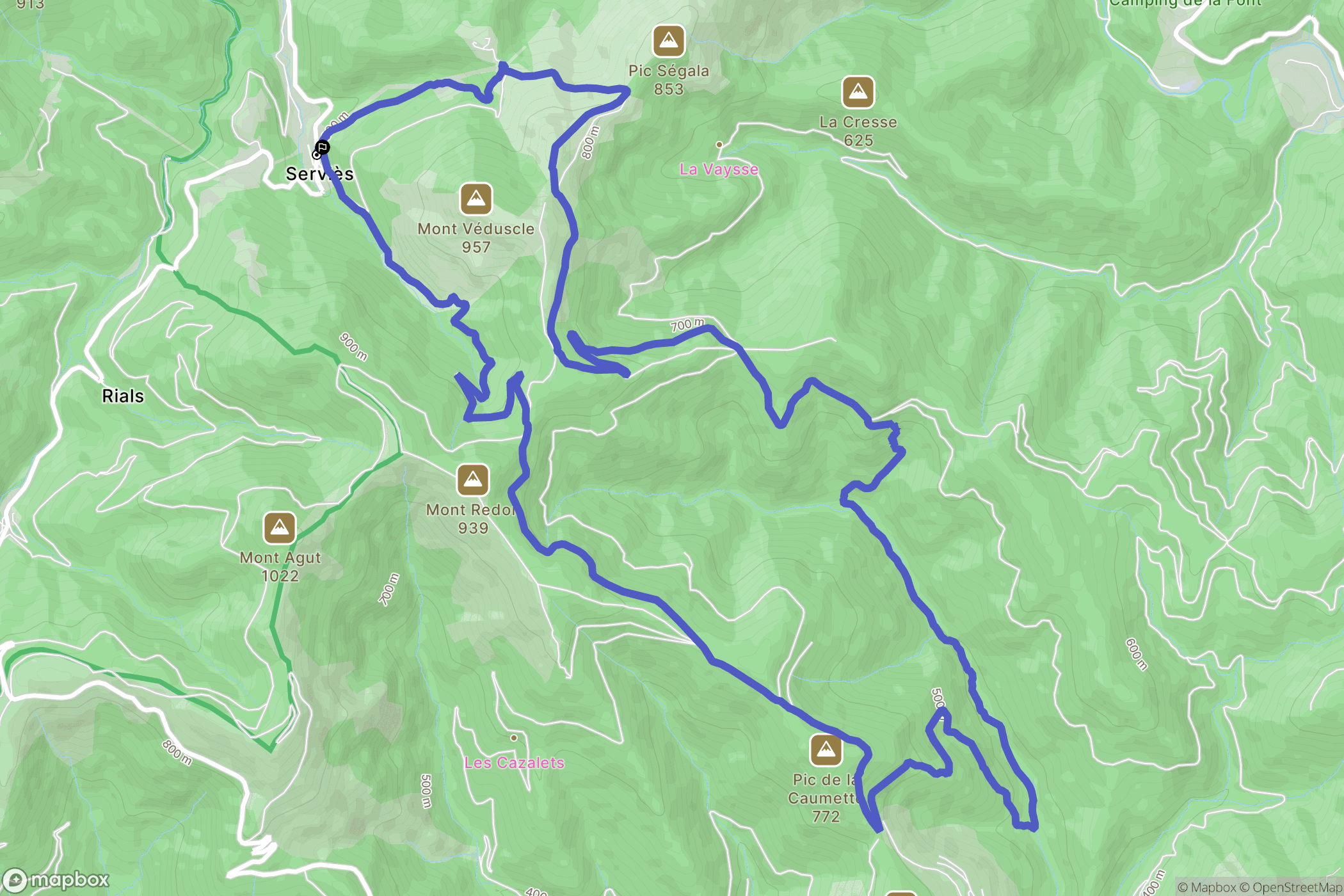 Avène : carte du parcours de randonnée - France