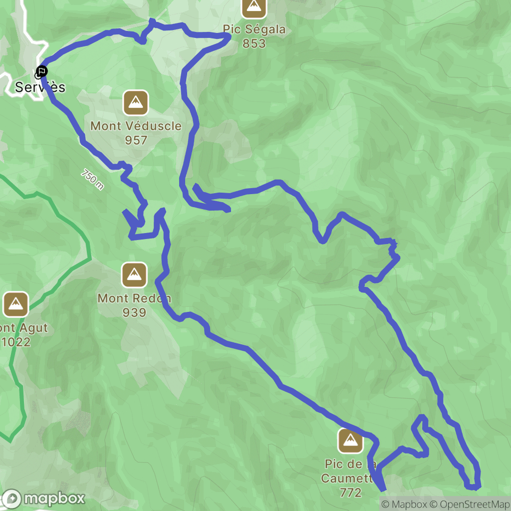 Avène : carte du parcours de randonnée - France