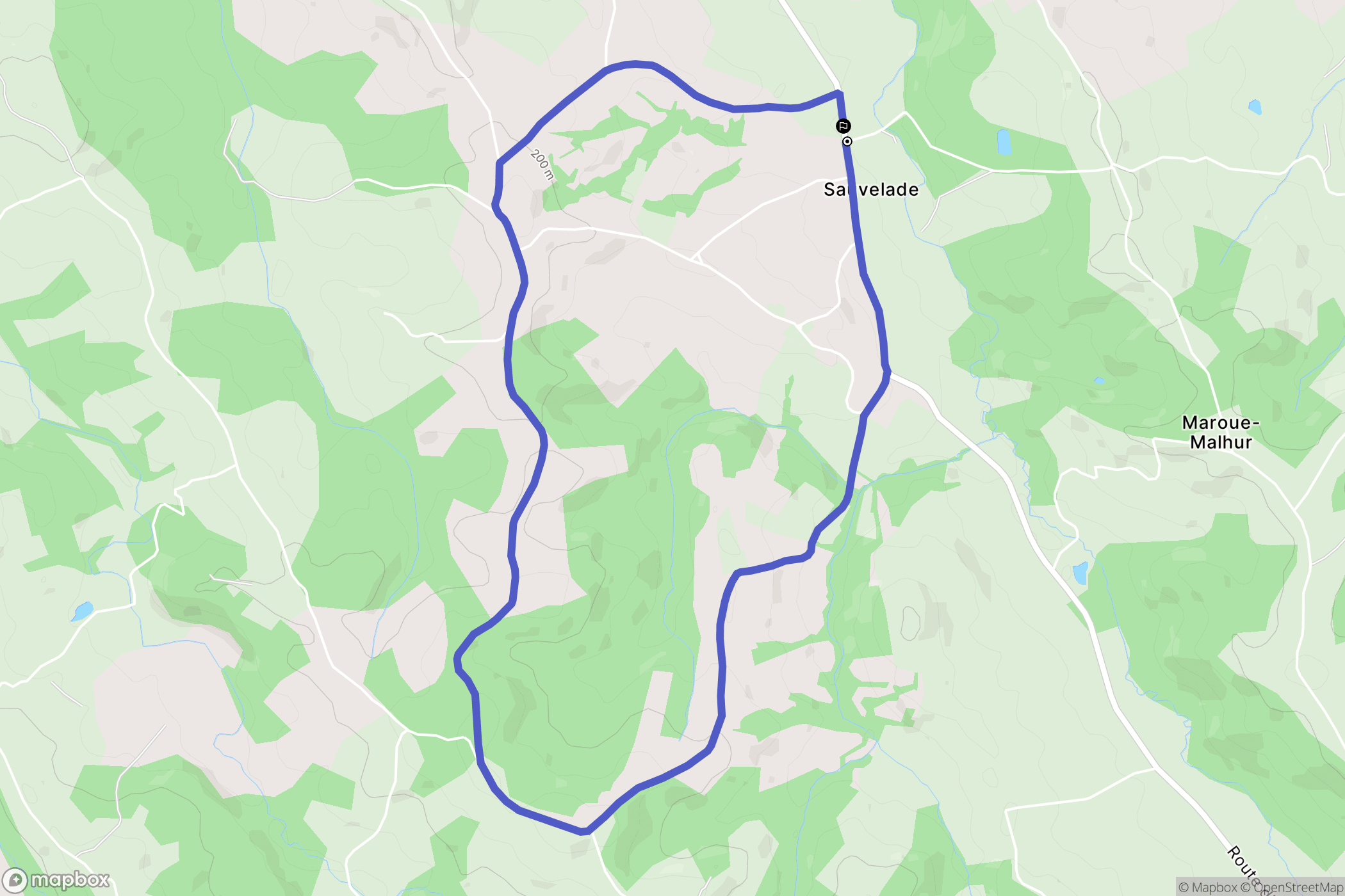 Sauvelade : carte du parcours de randonnée - France