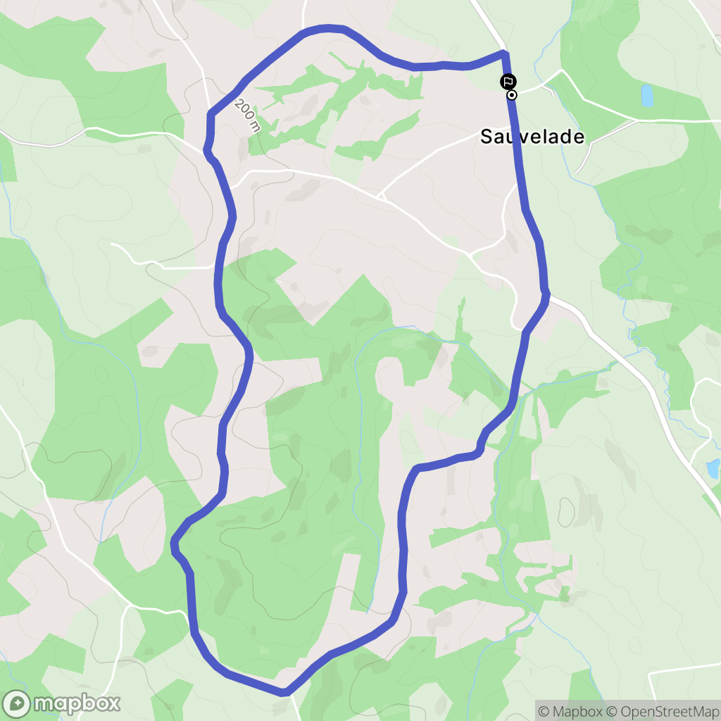 Sauvelade : carte du parcours de randonnée - France